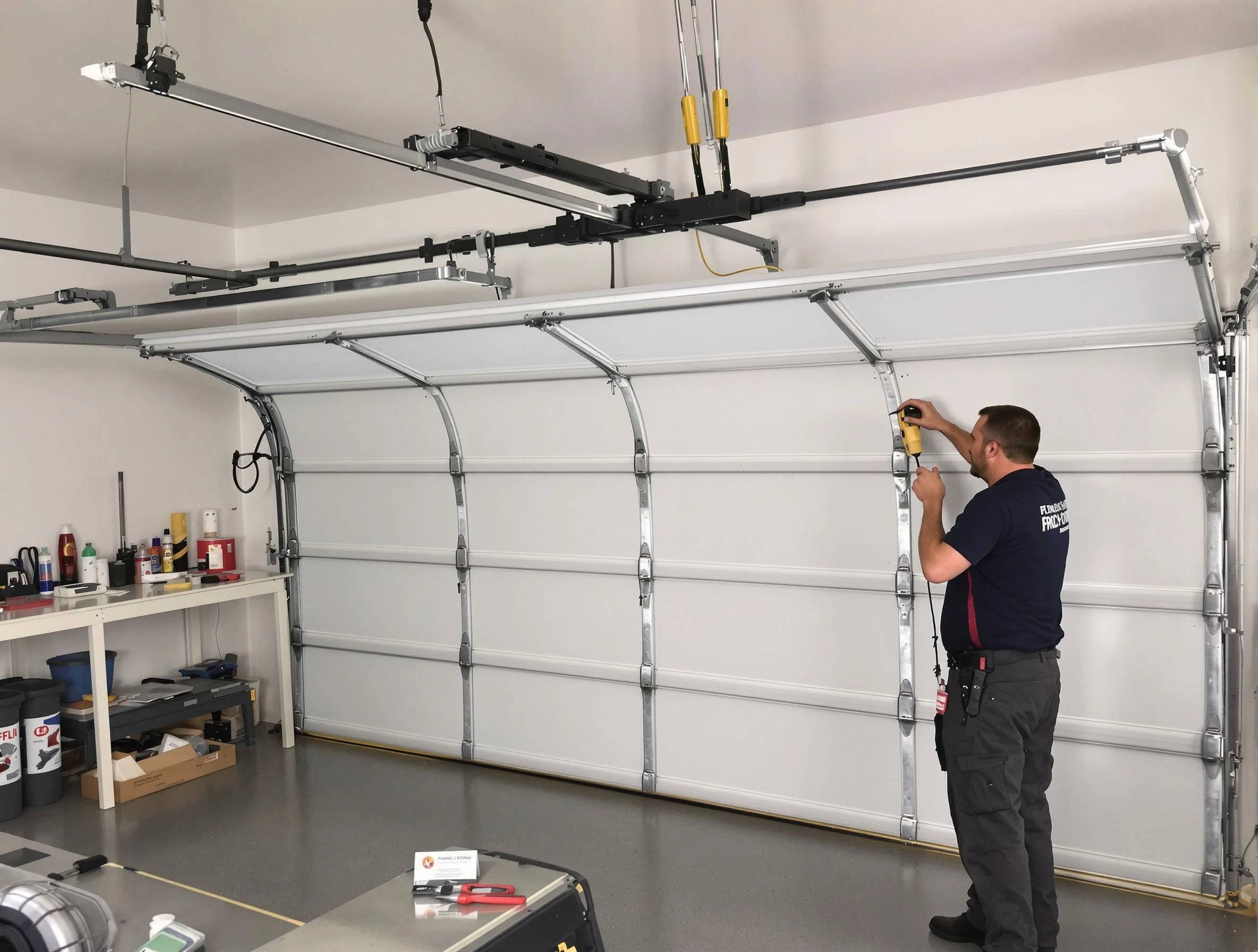 Port Charlotte Garage Door Repair certified technician performing overhead door system repair in Port Charlotte